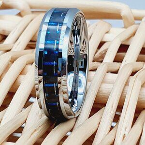 Unisex Tungsten Carbide Ring with Carbon Fiber Inlay W216